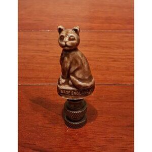 Lamp Finial Cat Kitten Brown Shade Topper Ceramic Wade England Vintage 2.25"